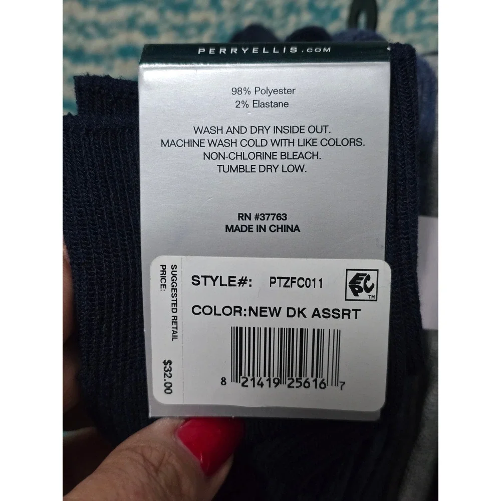Perry Ellis Men Speed Dry Casual Comfort Socks 6 Shoe Size‎ 7-12 New (AH)